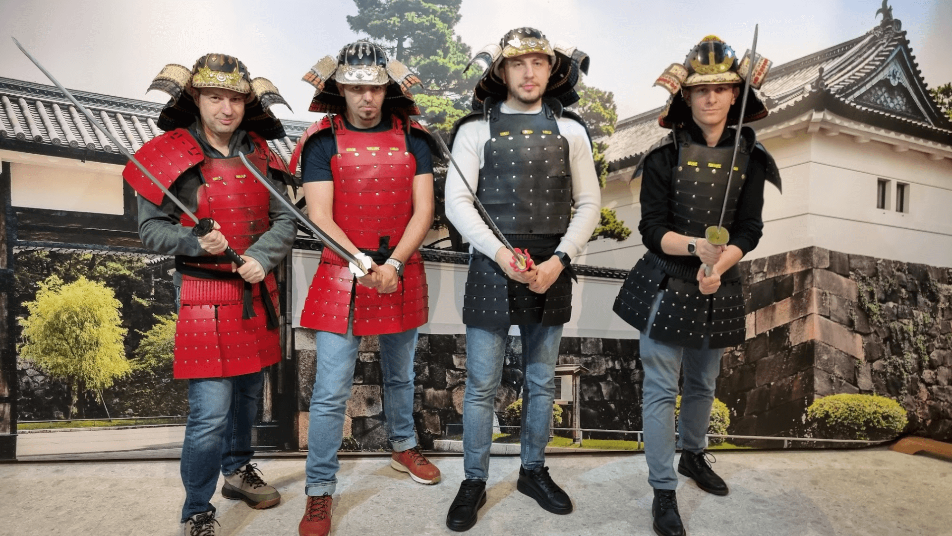 Antoniu and his colleagues taking a cultural break at the Samurai Museum in Tokyo.
