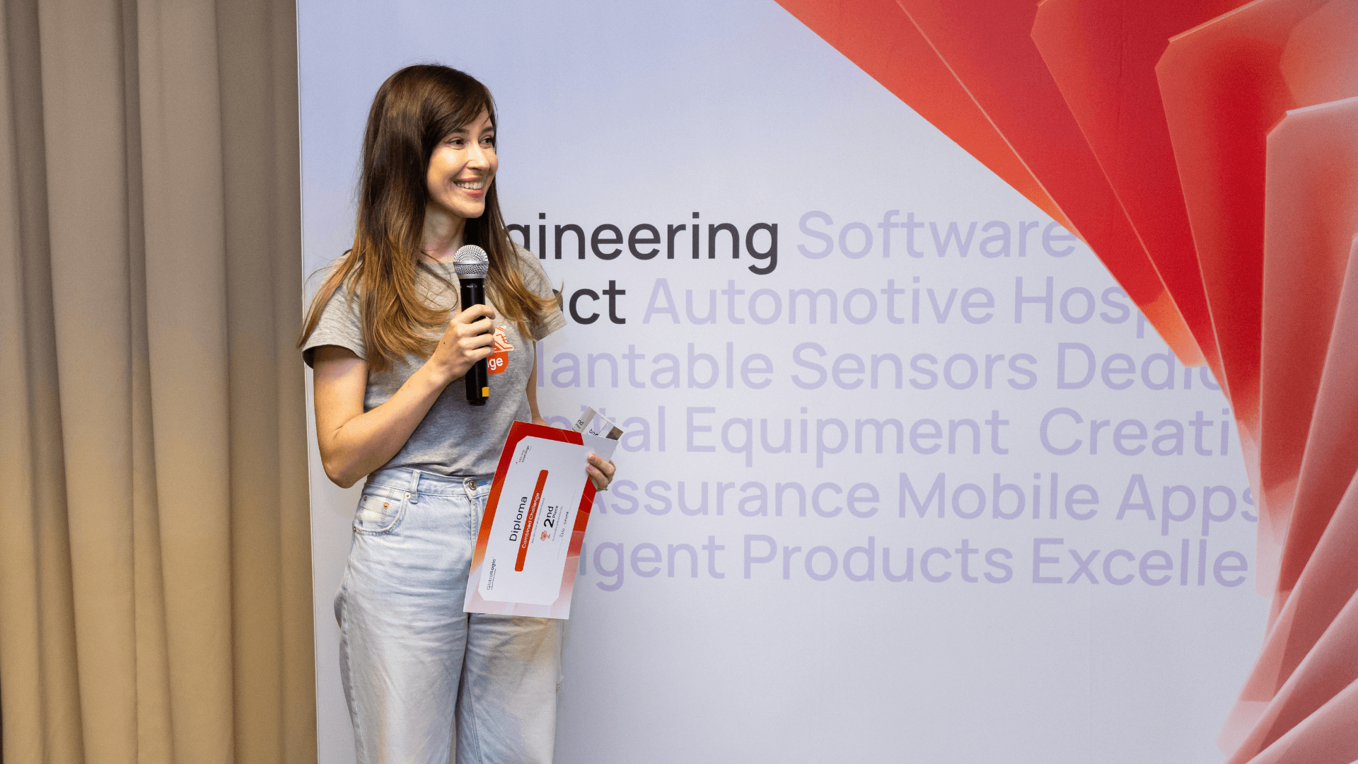 Simona receiving recognition for 2nd place on the Romanian podium