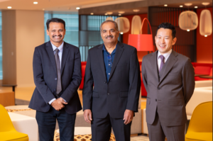 Sathish Kumar, Sales Director, GL Japan, Ravi Thummarukudy, CEO from Mobiveil (A Hitachi Globallogic Company), Kimihiko Uchimura, Partner at PwC Consulting LLC