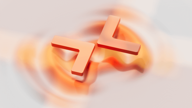 Orange 3D plus sign on a soft orange swirl background (add button)