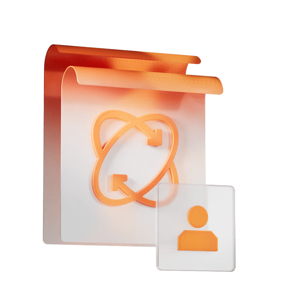 Folder with an orange heart-arrow logo and a small user icon, suggesting user support or profile settings