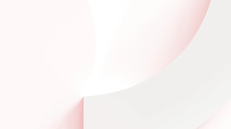 Soft pastel pink and white abstract background with curved shapes.