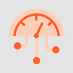 Orange gauge meter icon with three connected indicators, suggesting system performance monitoring.