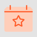 Peach calendar icon with a red star in the center, indicating a favorite date or saved event.