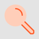 Search button represented by a magnifying glass icon with an orange handle
