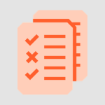 Checklist icon with two overlapping pages and three checkmarks on them.